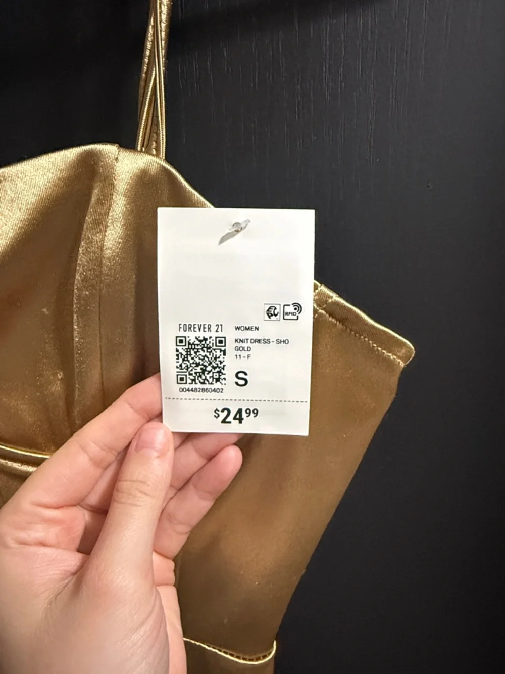 Forever 21 Metallic Gold Spaghetti Strap Bodycon Dress - Picture 2 of 4